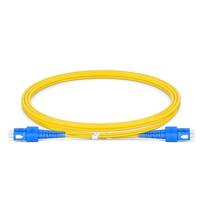 10m Sc UPC στο ντούμπλεξ 3.0mm OFNR 9/125 σκοινιού μπαλωμάτων Sc UPC ενιαίος τρόπος
