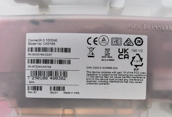 Mellanox MCX516A-CCAT ConnectX-5 EN 100GbE Διπλή θύρα QSFP28 PCIe3.0 X 16 Interface Card Tall&Short Bracket 4G Fiber Connectivity