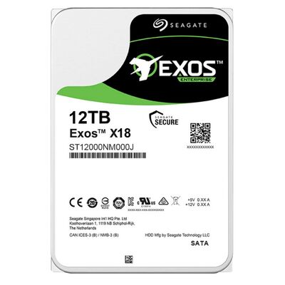 Seagate Exos X18 ST12000NM000J 12TB Εσωτερικός σκληρός δίσκος 7200 RPM 256MB Cache SATA 6Gb/s CMR Enterprise HDD για 24/7 αποθήκευση διακομιστή